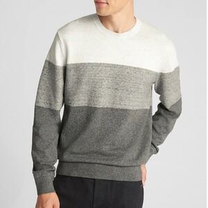 Gap The Mainstay Crewneck Sweater Mens Size L Grey Heather Colorblock Relaxed